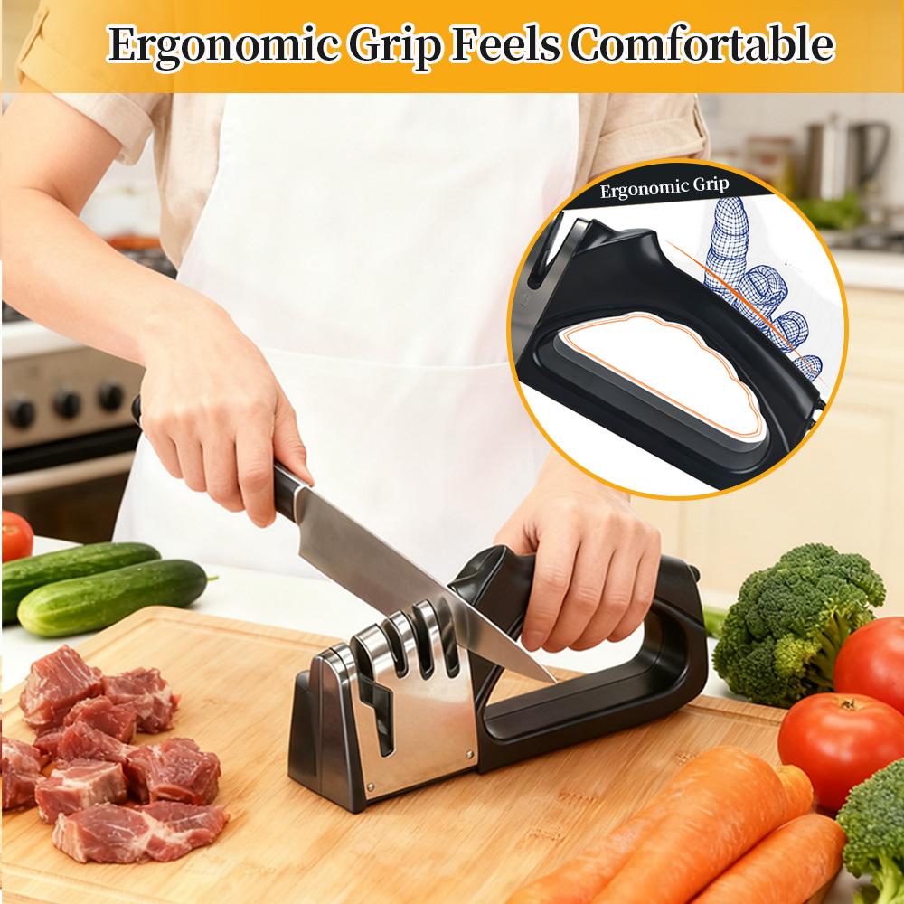 Kitchen-Specific Ceramic Knife Sharpener! Four-In-One Function, Suitable For Both Home And Commercial Use.