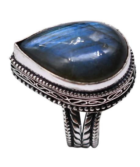 Labradorite Natural Gemstone Antique Silver Plated Ring US Size-7.75 R 745