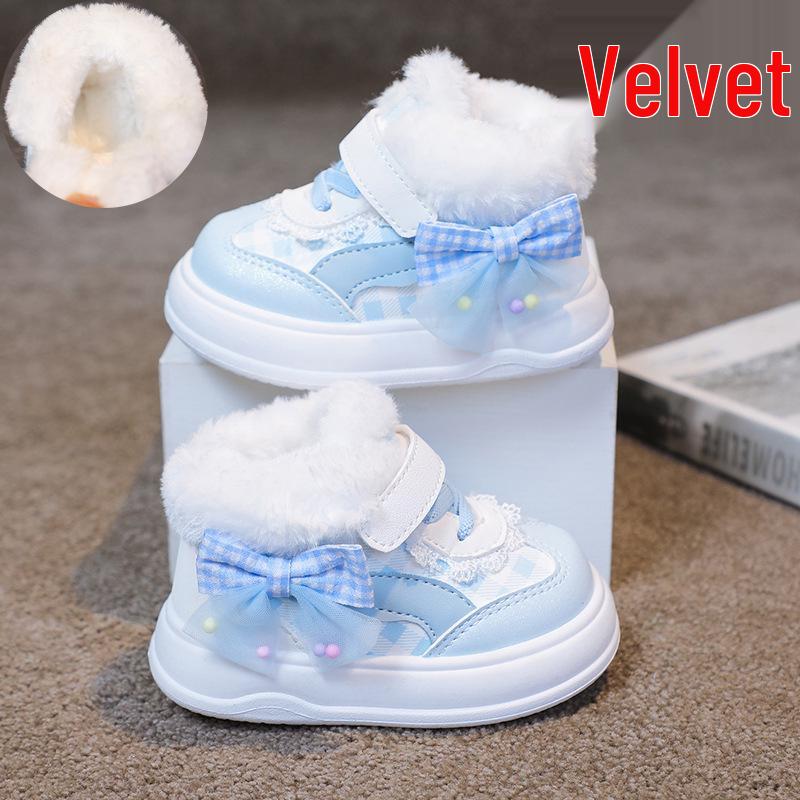 Girls' Warm Cotton Sports Shoes: Cozy Fleece Infant and Toddler Flats