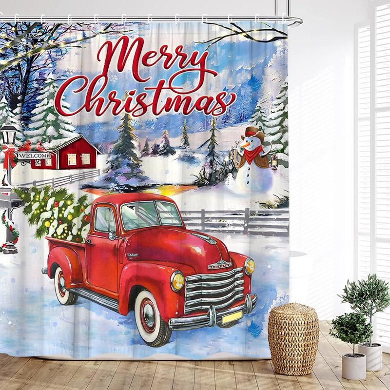 

Милая Рождественская шторка для душа со снеговиком, Елка, Птица, Снежинка, Кролик, Красный, Новый год, Домашний декор для ванной, Занавески для ванны с крючками 90x180cm-35x70in