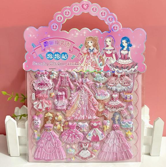 Sheets/Bag Kawaii Princess Dress Up Sticker Cartoon Diy Foam Bubble Stickers Cute Decorative 3D Puffy Stickers Kids Toy