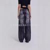 Y2K Streetwear Wide Leg Denim Pants Women Retro Wing Print Loose Fit Mid-Rise Straight Cut 2025