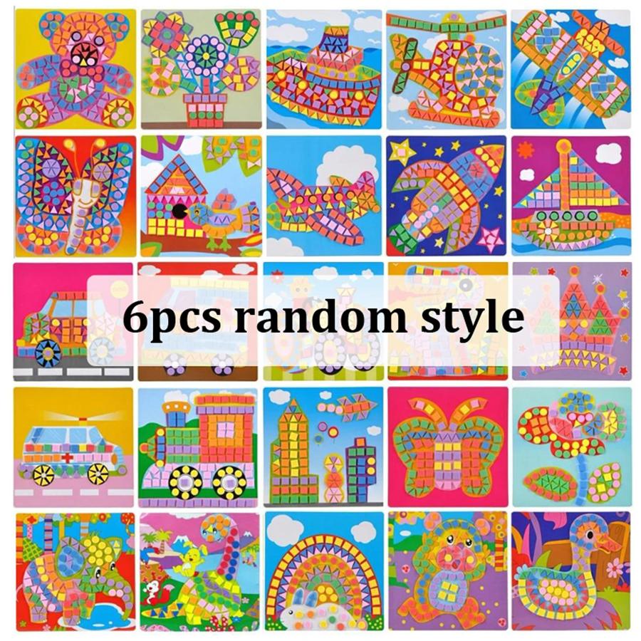 

6pcs Styles Random Mosaic Cartoon Stickers Self Adhesive Handmade Graffiti Stickers Daily Handmade Comparative Creation Stickers