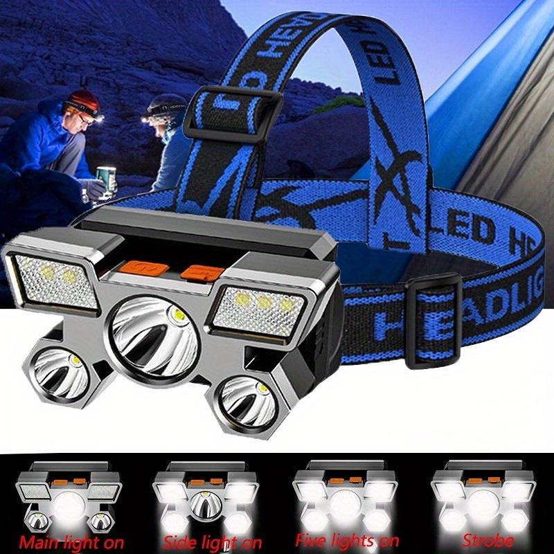 5 LED Flashlight Rechargeable with Built In Lithium Battery Strong Head Light Camping Adventure Fishing Cycling Headlamp