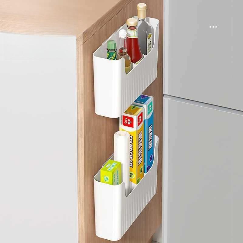 Kitchen Cabinet Door Cling Film Storage Rack, Storage Box, Wall Mounted Cabinet Door Inner Refrigerator Shelf Side Storage
