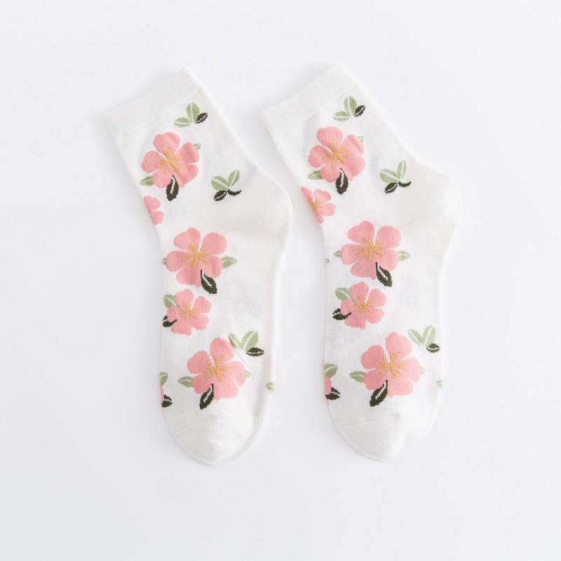 Women's Mid-Calf Socks - Summer Bestseller: Breathable, Sweet, Trendy Japanese Style with Small Flower Design.