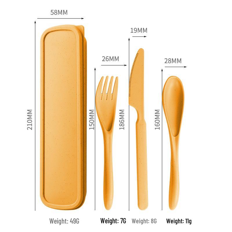 Wheat Straw Travel Cutlery Set: Knife, Fork, Spoon with Storage Box
