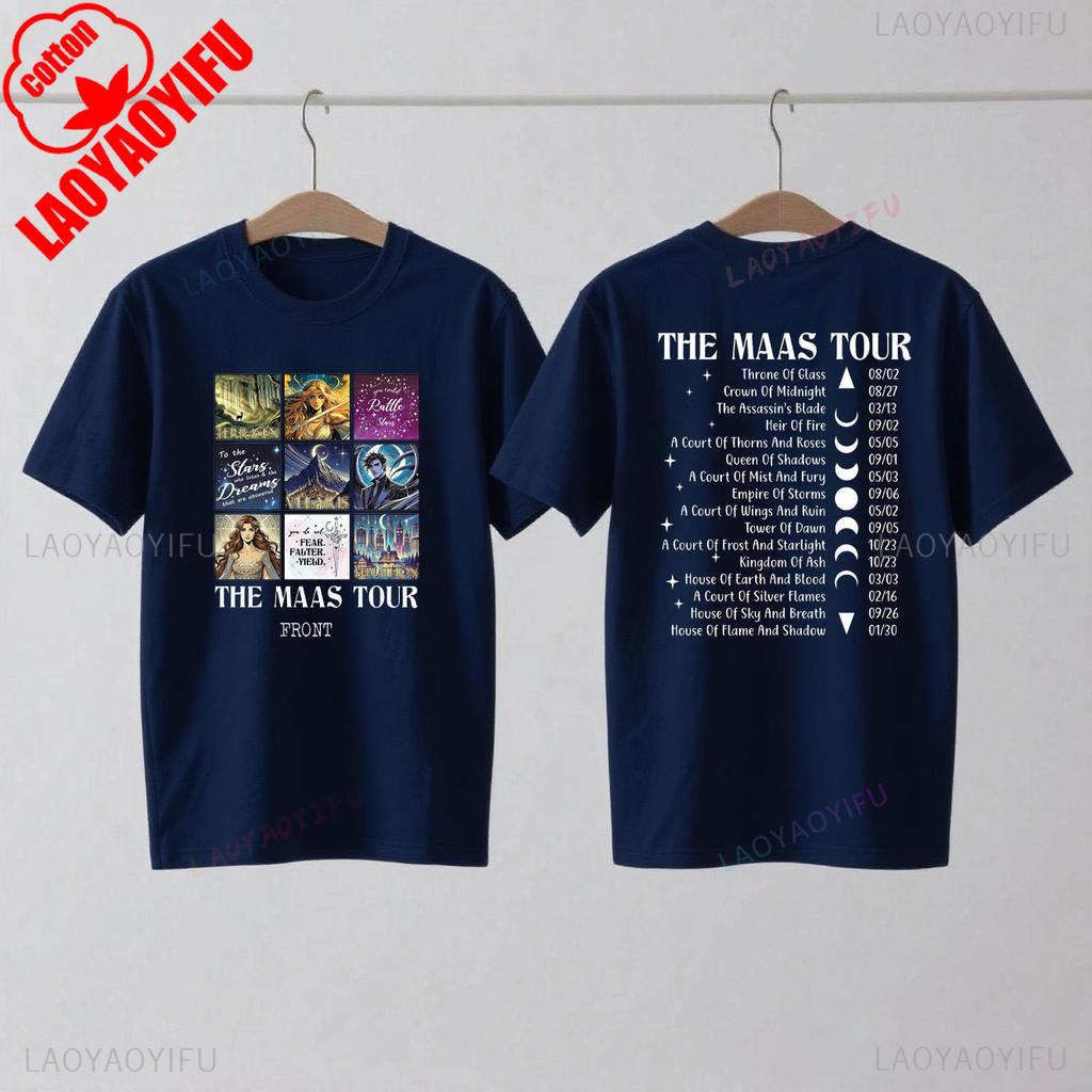 Sarah J Maas SJM Merch Světové turné Tričko Throne of Glass Oblečení pro fanoušky Crescent City Letní móda Ležérní pohodlná bavlněná trička