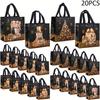 20pcs Festive Christmas Gift Bags - Snowman, Tree & Stocking Design, Black Handles, Non-Woven Tote Bags for Holiday Parties, Christmas Gift Bags