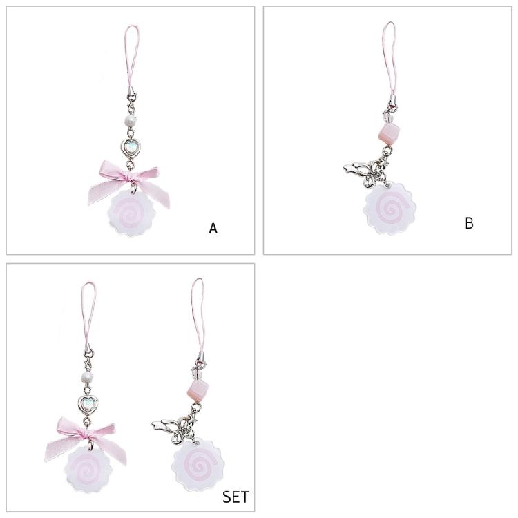 Chic Fish Cake Phone Chain Pendant Cellphone Charm Keyring Cute Acrylic Keychain