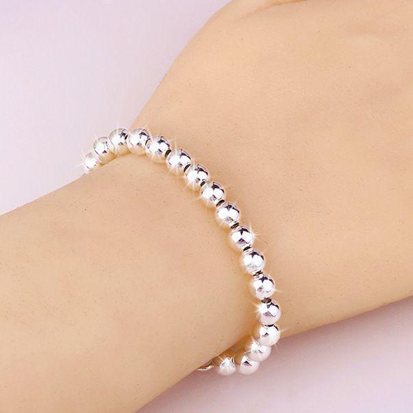 Fashion 925  Silver Bracelets For Women Vintage Designer Round Beads Adjustable Chain Bracelet Party Wedding Jewelry