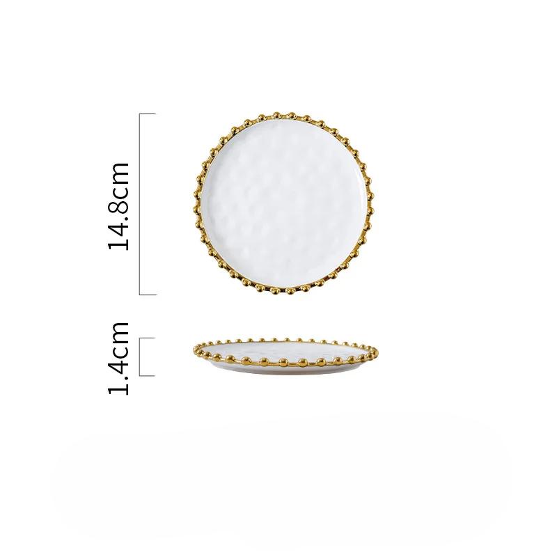 

Керамическая тарелка Золотой Жемчуг Круглая Керамическая Десертная Фруктовая Тарелка Кухонная Утварь Тарелка для Стейка Пасты Декоративный Поднос Предметы Домашнего Обихода