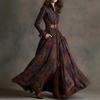 2026 Womens French Chic Midi To Maxi Dress High-Waisted A-Line With Asymmetrical Hem Striped Or Plaid Print Long Sleeve