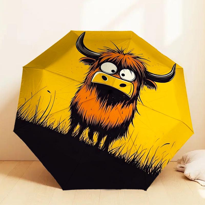 Adorable Highland Cow Print Umbrella - Auto Open/Closed, Outdoor Gear, Travel Accessory, Lightweight & Durable 176