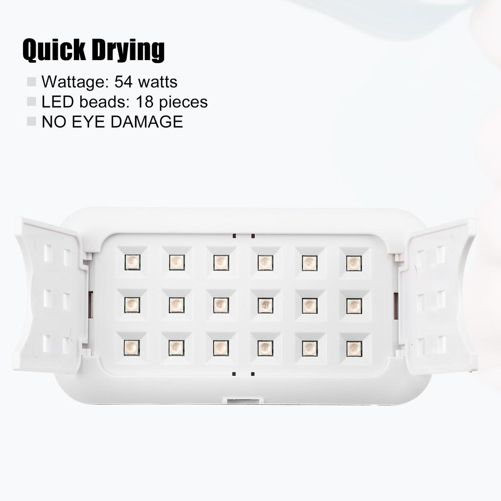54W UV-LED Portable Nail Drying Lamp With 2 Timers UV Light Gel Nail Manicure Cabin 18PCS LED Lamps Nails Dryer Tools