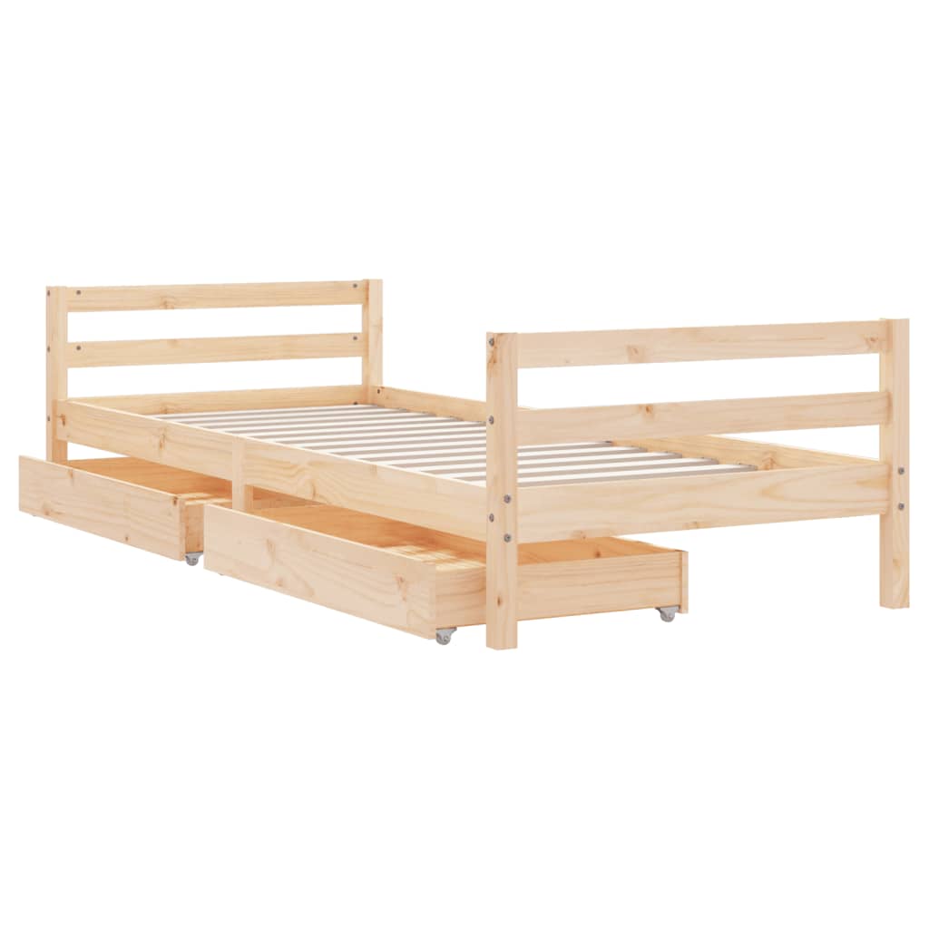 Kids Bed with Drawers 90 X 190 Cm Solid Pine Wood
