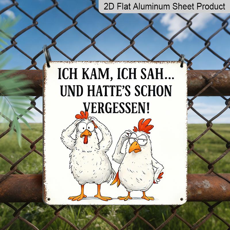 

2D Flat, 1pc, Vintage Metal Sign, Decorative Plaques and Ornaments, Humorous Chicken Theme, Fun Retro Style, Perfect for Offices, Porches, Bedrooms 20*20cm