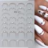 Strass 3D Linee Ondulate Argentate Adesivi per Unghie Decalcomanie Striscia Pizzo Perla Decorazioni per Nail Art Autoadesivi Gel Slider Manicure
