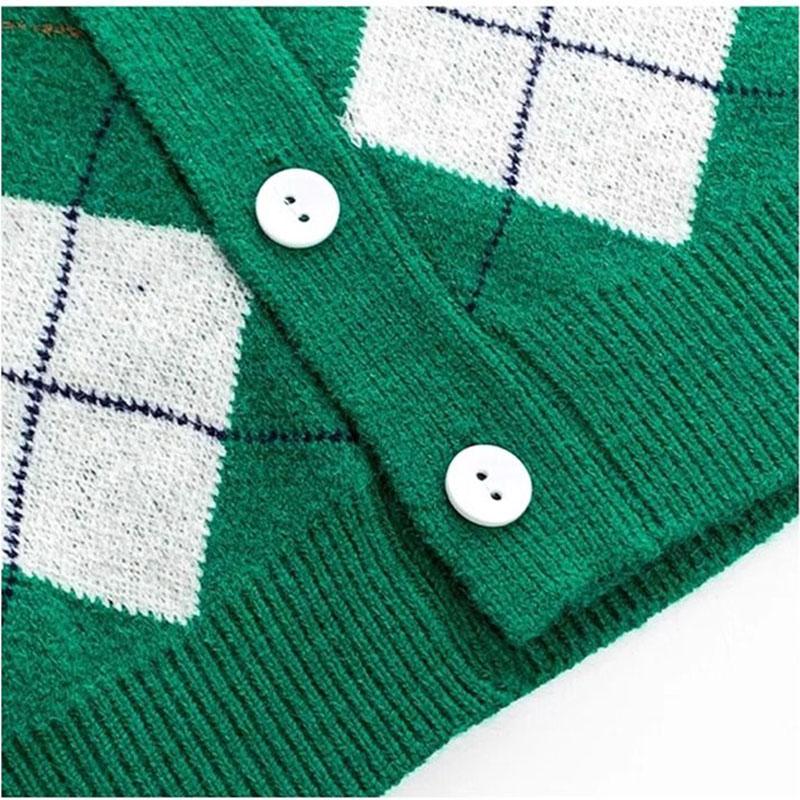 Sweet Preppy Style Sping Autumn New Sweaters Coats Women V-Neck Lingge Contrast Color Button Long Sleeve Cardigan Knitted Tops