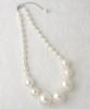 VINGTAINE Pearl Necklace, Gradient Line, Large Pearls, Elegant, for Occasions, Formal Occasions, Receptions, Parties, Weddings, GraduationEntrance