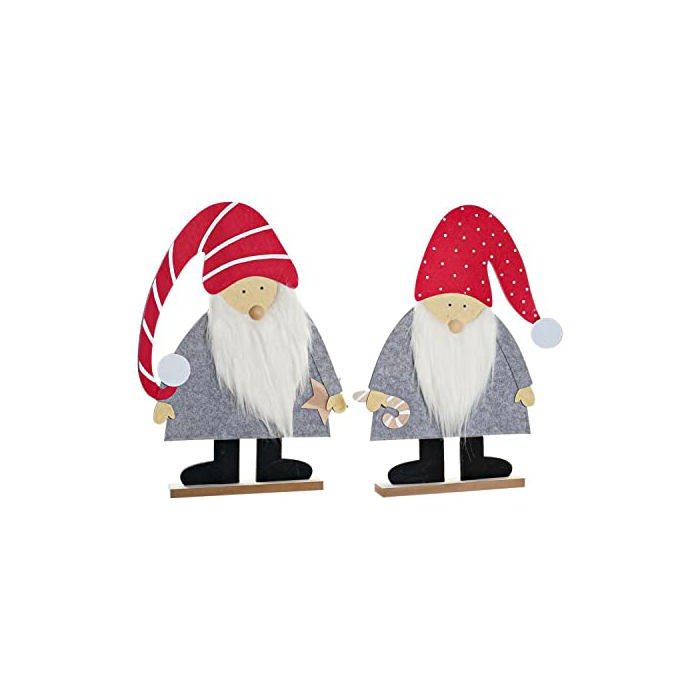 Weihnachtsdekoration - DKD Home Decor - Weiß, Rot und Grau - Filz und MDF - 34x6x64 cm - 2 kg - Zum Aufhängen