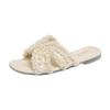 Design one-word drag fairy pearl niche 2025 summer small fragrant wind gentle cool slippers women wear new models