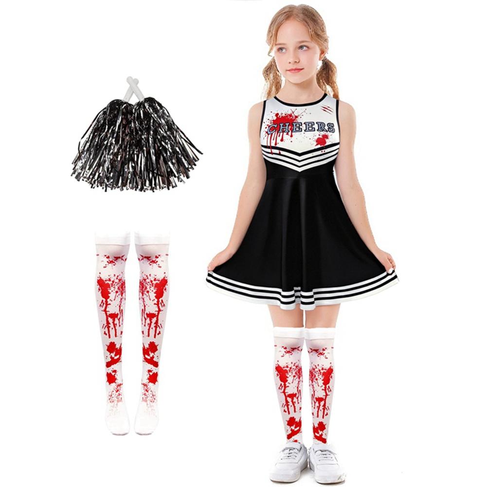 Halloween Bloodstain Costumes Spooky Cheerleading Outfits