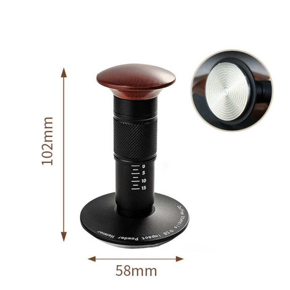Auto Release Espresso Machine Tamper with Markings SUS304 Spring Loaded Tamper Eco-Friendly Walnut Handle Coffee Powder Hammer