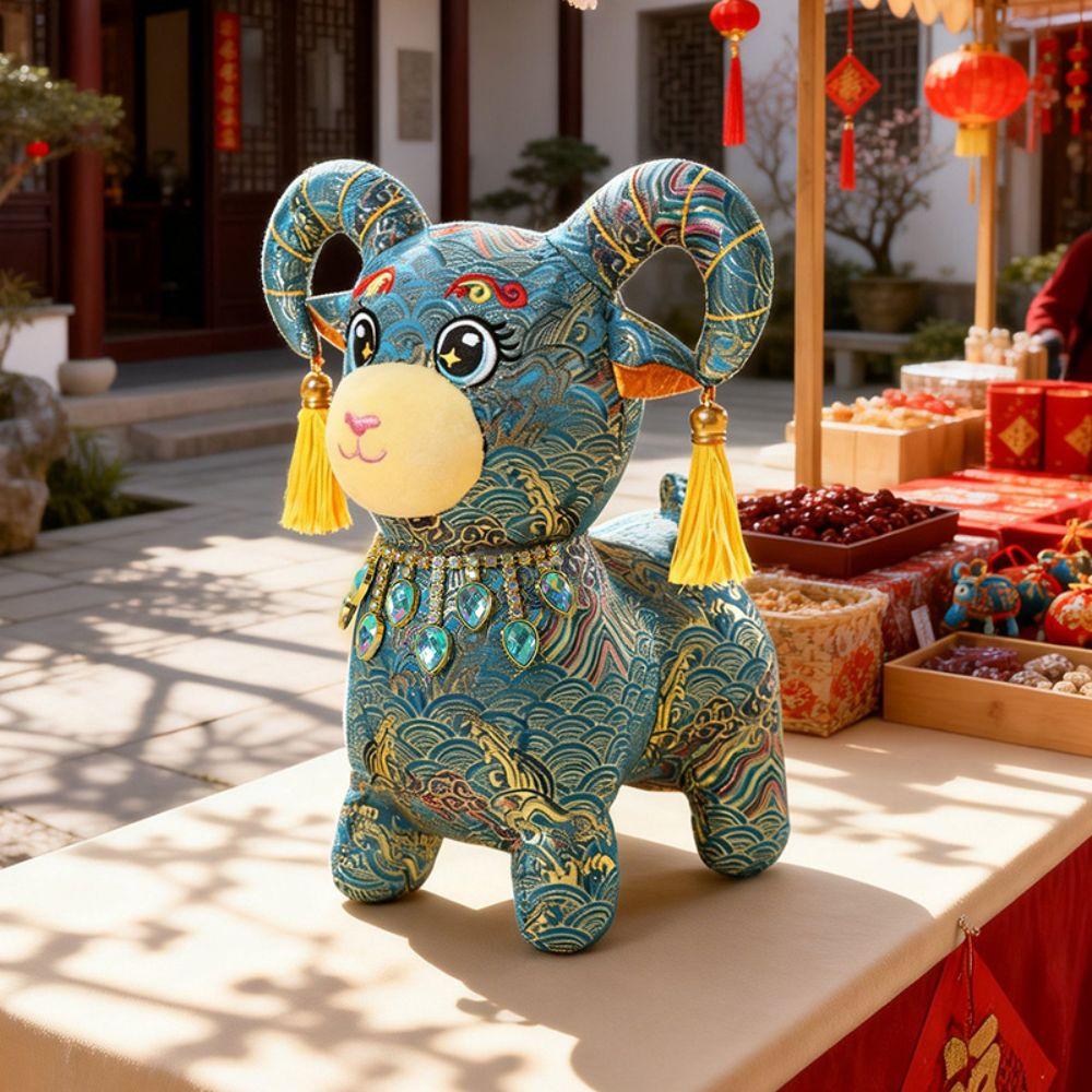 13/20/25/30cm Chinese Zodiac Sheep Toy Soft Fluffy Animal Mascot Cartoon Sheep Doll Car Decoration