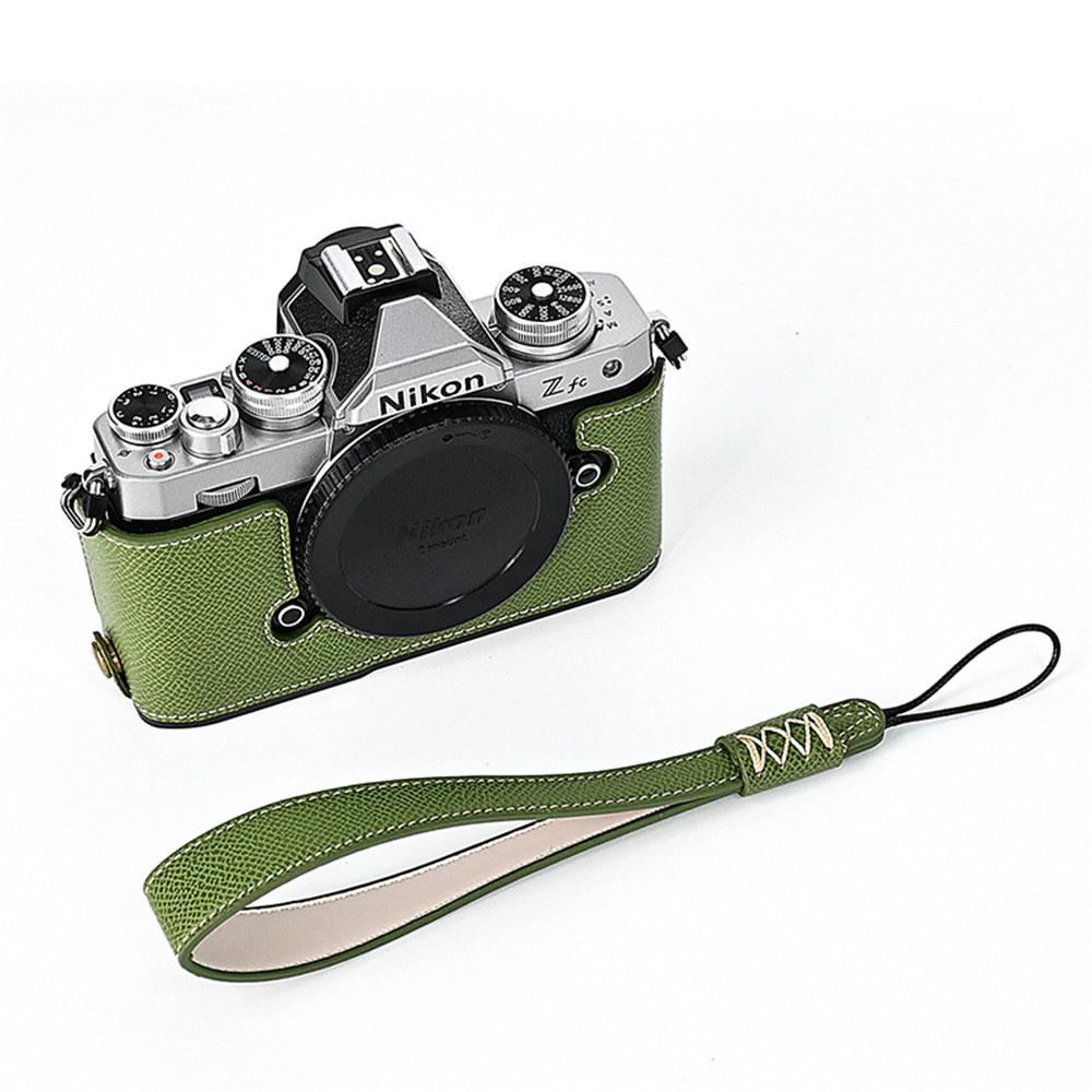 Palm Print PU Leather Camera Half Body Case For Nikon Zfc ZFC Battery Opening Bottom Cover With Hand Strap