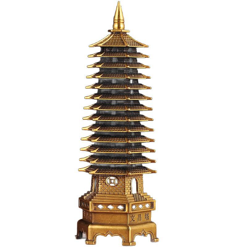 Solid Copper 13-Story Wenchang Pagoda Feng Shui Desk Ornament