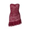 Sexy, trägerloses, eng anliegendes Straßenkleid mit Spitzenmieder und Schößchen