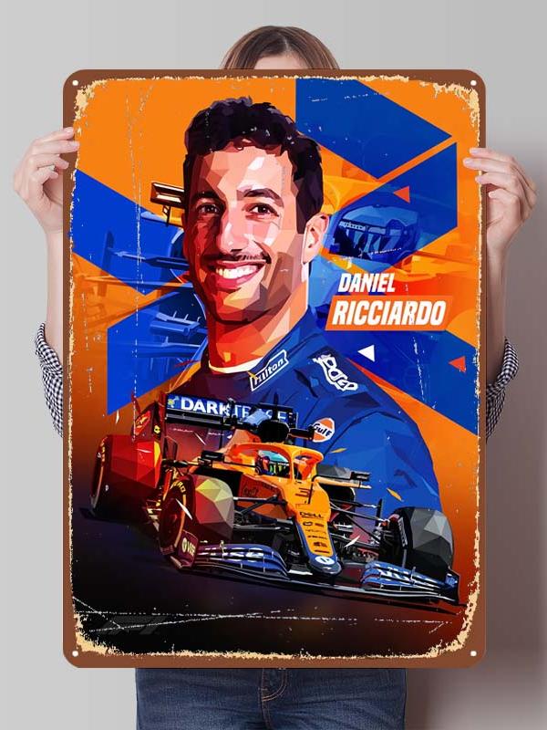 Daniel Ricciardo Plakaty Wyścigowe F1 Metalowe Znaki Dekoracja Wystrój Salonu Mężczyźni Niestandardowe Blaszane Tabliczki do Dekoracji Ścian