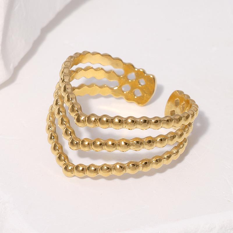 18K Gold Plated Stainless Steel Open Ring: Simple, Versatile, Niche Design, Colorfast Titanium Steel