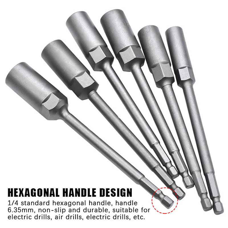 5.5-17Mm Long Shank Electric Drill Socket Head Bolt Nut Screwdriver Bit Impact Drill Bit Adapter Socket Wrench Extension Rod