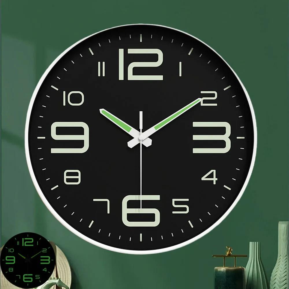 10 Inch Circular Minimalist and Fashionable Luminous Wall Clock Living Room Decoration Silent and Punch Free Wall Clock 3d