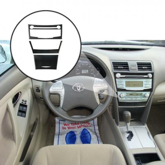 3Pcs Carbon Fiber Interior Central Console Cover Trim For 2007-2011 Toyota Camry