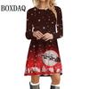 Christmas Tree Print A-Line Dresses For Women Winter Long Sleeve Snowflake Dress Casual Cute Loose Plus Size Vestidos