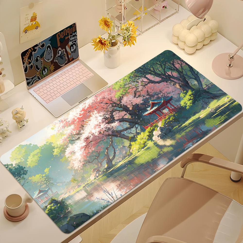 Torii Gate Mountain Cherry Blossom Japanese Mouse Pad Nonslip Thickened Large Writing Lockedge Office Student Gaming Cushion