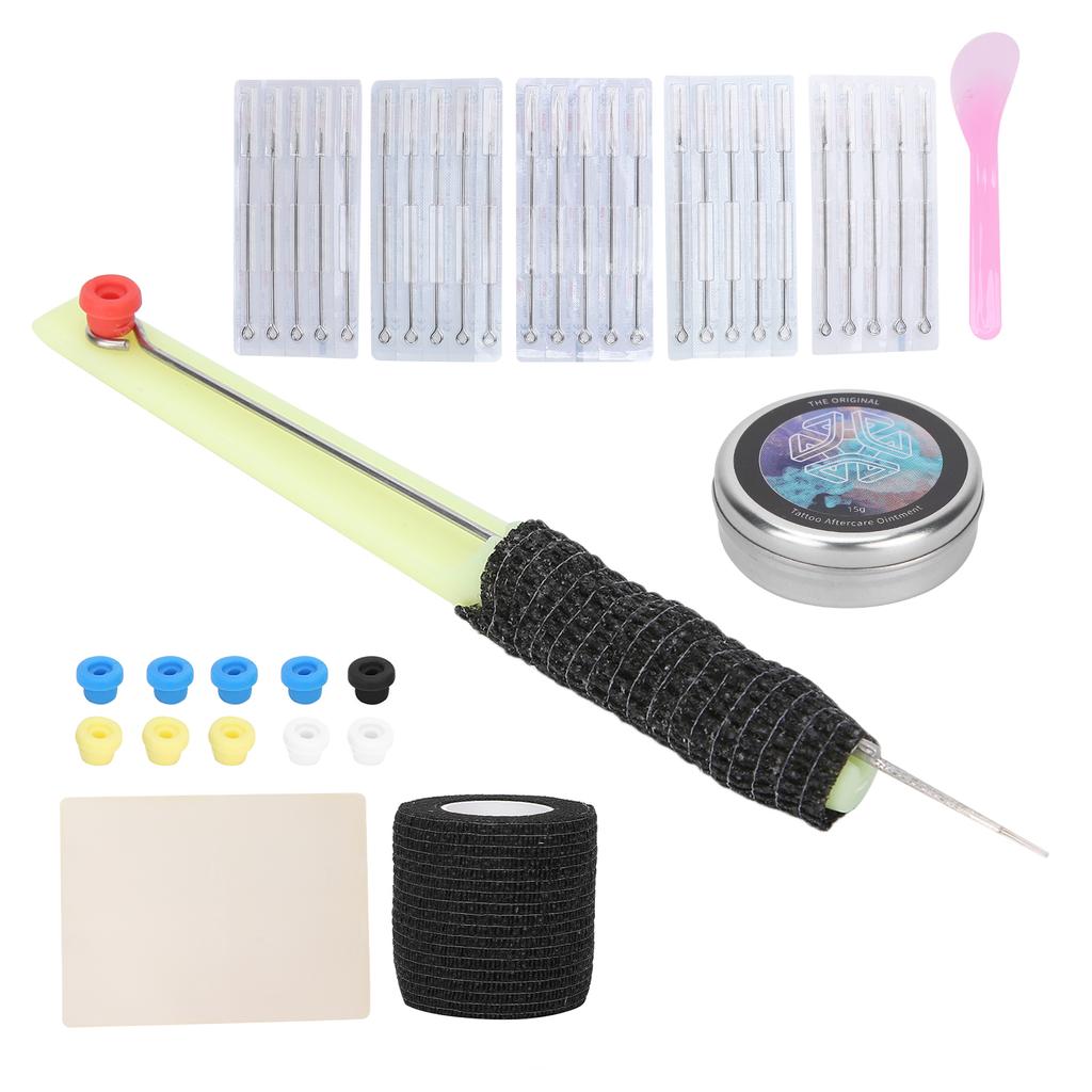 Professional Tattoo Pen Kit Tattoo Marker Needles Repairing Cream Bandage Set 15g