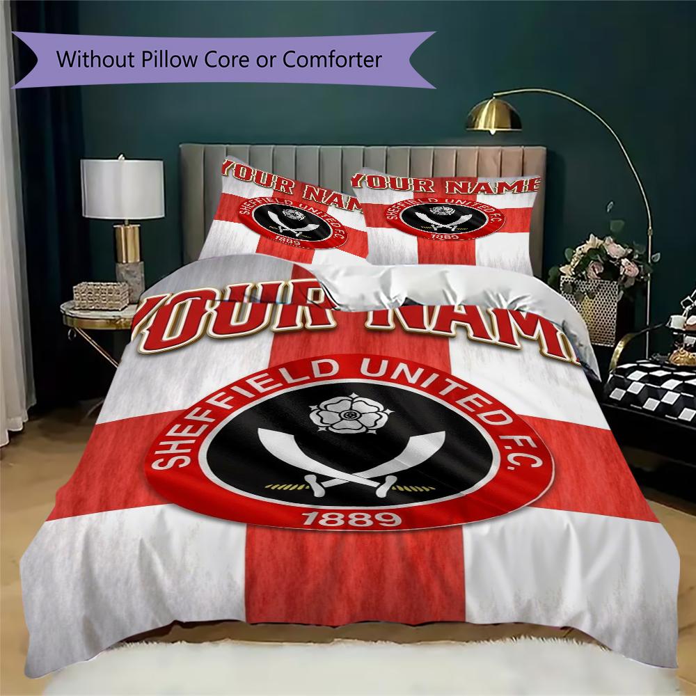 Custom Name Sheffield United FC Pattern Bedding uilt Set uilt Cover Pillowcase Home Decoration Birthday Gift (1*duvet cover+2*pillowcase without core)