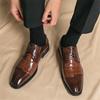 New Men's Fashion Crocodile Pattern Patchwork Lace Up Oxford Leather Shoes Wedding Prom Homecoming Footwear Zapatos Hombre