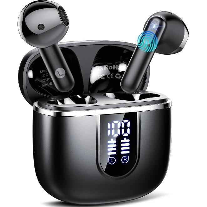 Wireless Earbuds, 2025 Bluetooth 5.4 Headphones with 3D Bass Stereo, 40H Ultralight in-Ear Buds, Bluetooth Earbuds with 4 ENC Noise Cancelling Mic,