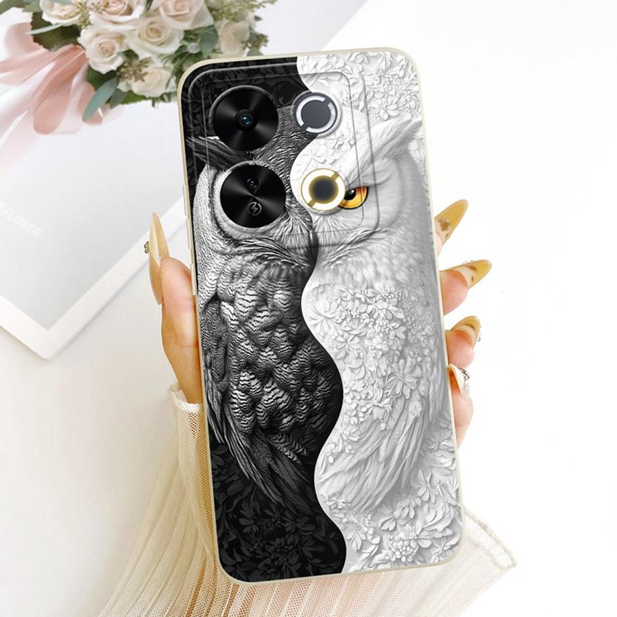 For Itel P65 4G Phone Case Cute Rabbit Painted Liquid Soft Silicone Bumber Shell For Itel P 65 4G Capa P671L Back Cover