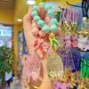 Keychain Strong Load-Bearing Macaron Color Beads Key Chain with Glitter Cicada Pendant Portable Anti-Lost Mobile Phone Chain Bag Hanger