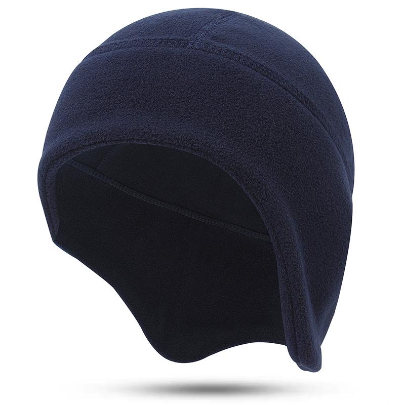 

Ветрозащитная шапка-бини из полар-флиса с защитой ушей для осени и зимы One Size темно-синий