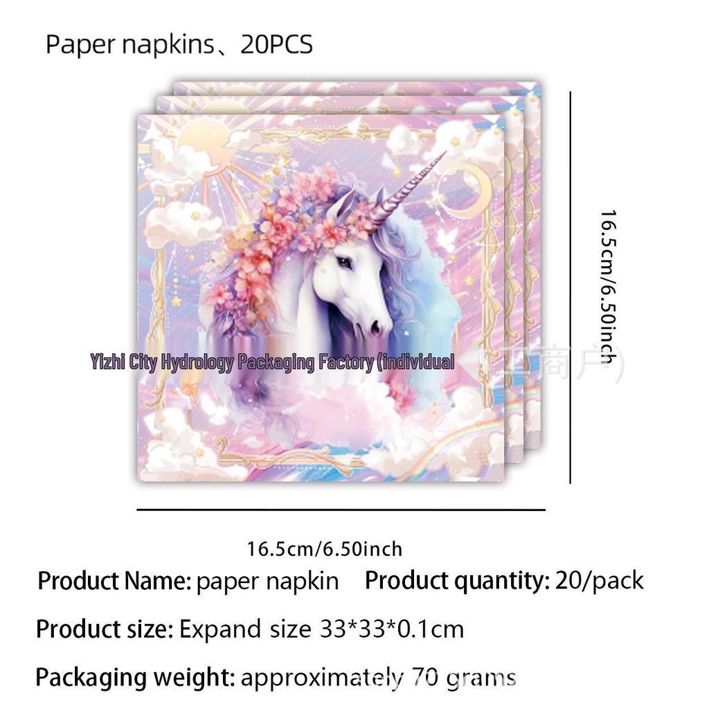 Unicorn Theme Birthday Party Disposable Tableware Set - Plates, Cups, Napkins, Decorations