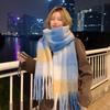 Rainbow Mohair Plaid Scarf - Thick, Chunky, Warm Winter Tassel Neck Warmer in Four Colors