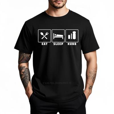 Men Cotton Tshirt Brand Summer For Him Tshirt Eat Sleep Kubb Short Sleeve Breathable ONeck Top Tees Brand T Shirt for Man