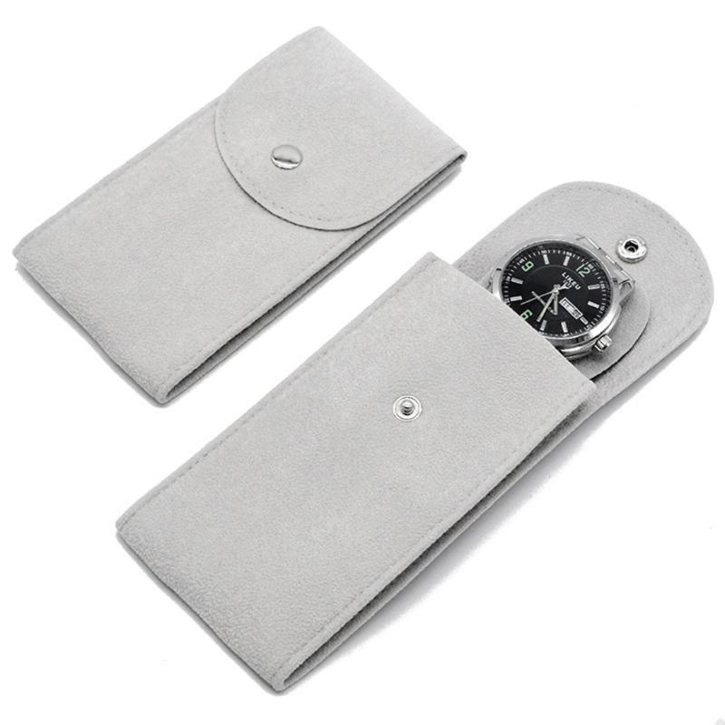 Portable Flannelette Fabric Watch Pouch Storage Bag Single Watch Travel for Case Organizer Display Pouch for Men and Wom